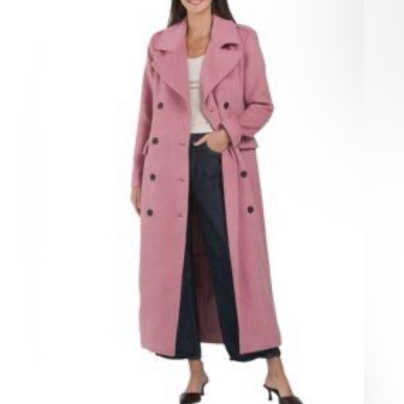 AVEC LES FILLES
Maxi Double Breasted Coat Stylish Pink Long Trench Coat size M - Picture 4 of 8